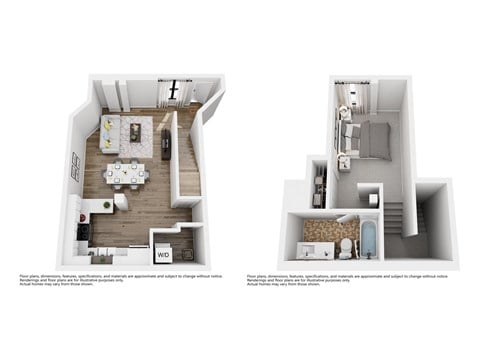 Floor plan for 1 bed, 1 bath, 646 sqft